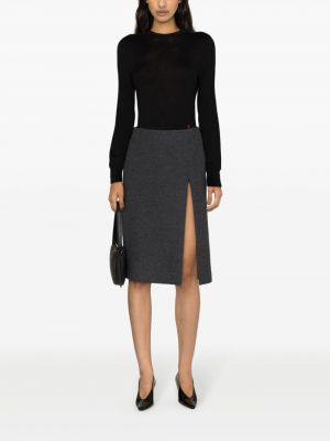 Vlněný svetr s výšivkou z merino vlny Victoria Beckham černý