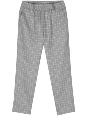Kostkované vlněné rovné kalhoty Max & Moi šedé