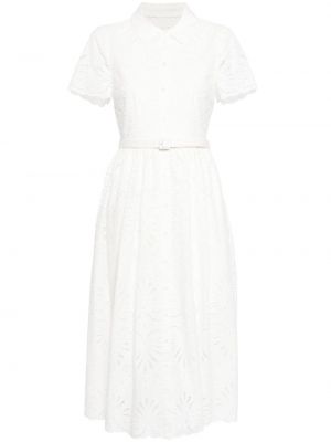 Bavlněné midi šaty Self-portrait bílé