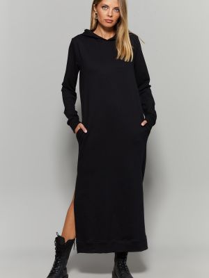 Bavlněné dlouhé šaty s kapucí Cool & Sexy - černá