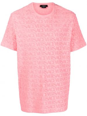 Памучна тениска Versace розово