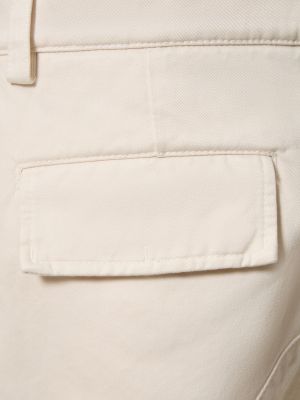 Spodnie cargo bawełniane Brunello Cucinelli białe