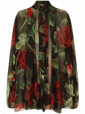 Копринена блуза с панделка с принт Dolce & Gabbana
