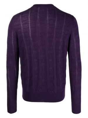 Sweter z okrągłym dekoltem żakardowy Bally fioletowy