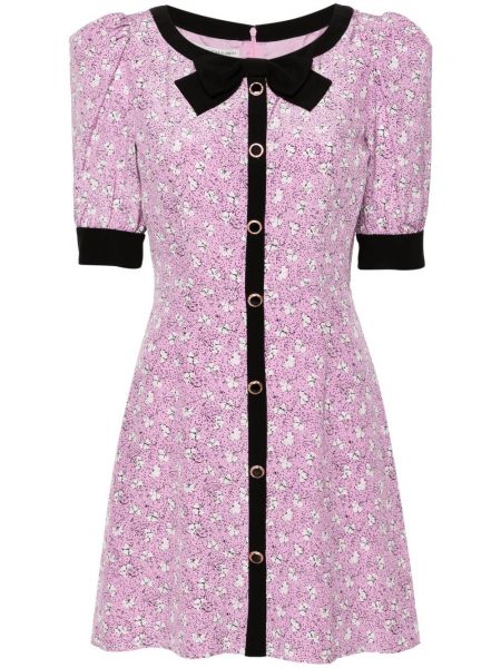 Μεταξωτή φουσκωμένο φόρεμα με φιόγκο Alessandra Rich ροζ