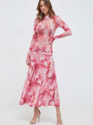 Růžové dlouhé šaty Bardot