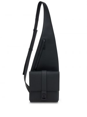 Ασύμμετρη δερμάτινη τσάντα ώμου Ferragamo μαύρο