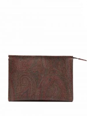 Bolso clutch de cachemir con estampado con estampado de cachemira Etro marrón