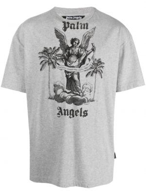 T-shirt con stampa Palm Angels grigio