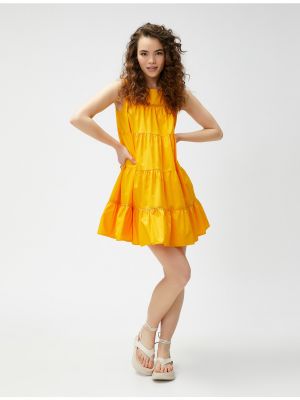 Pamučna mini haljina bez rukava Koton narančasta