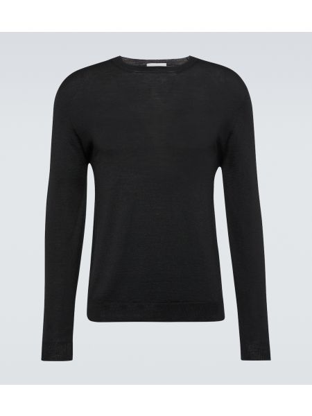 Черный кашемировый шелковый шерстяной свитер Lardini