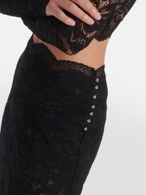 Midi φούστα με δαντέλα Rabanne μαύρο