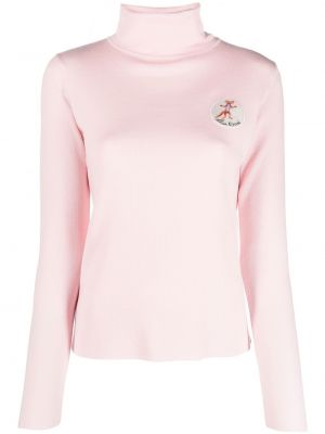 Вълнен пуловер на цветя Maison Kitsuné розово