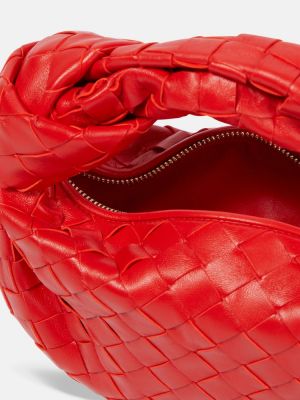 Kožená nákupná taška Bottega Veneta červená