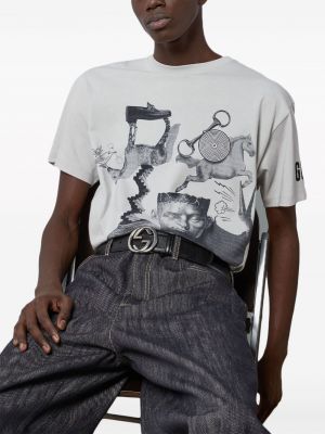 Jersey t-shirt aus baumwoll mit print Gucci grau