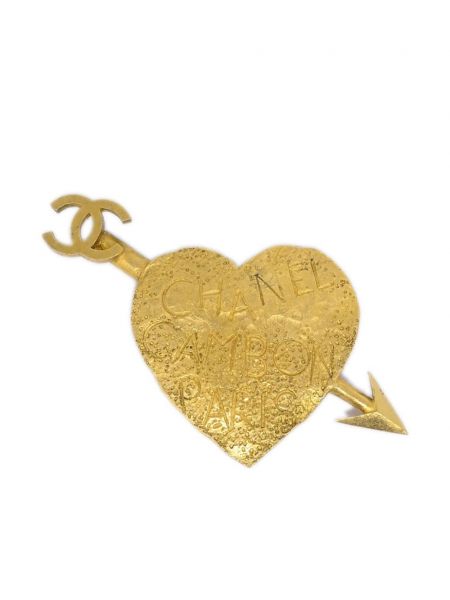 Szív mintás masnis bross Chanel Pre-owned aranyszínű