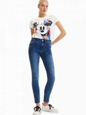 Desigual jeansy x Disney damskie medium waist