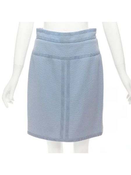 Spódnica wełniana retro Chanel Vintage niebieska