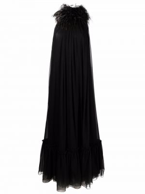 Sukienka wieczorowa w piórka Saint Laurent czarna