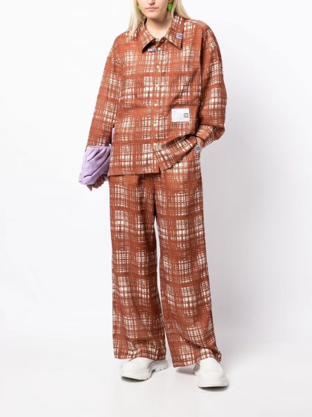 Pantalon à carreaux drapé Maison Mihara Yasuhiro