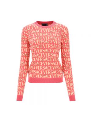 Jacquard sweatshirt mit rundhalsausschnitt Versace pink
