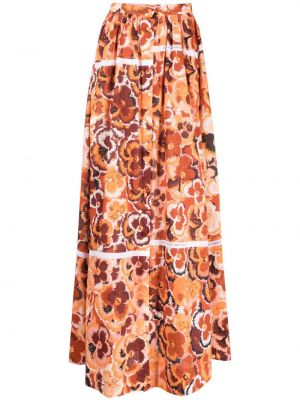 Květinové dlouhá sukně s potiskem Vivetta oranžové