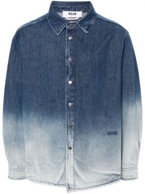 Βαμβακερό πουκάμισο με κέντημα Msgm μπλε