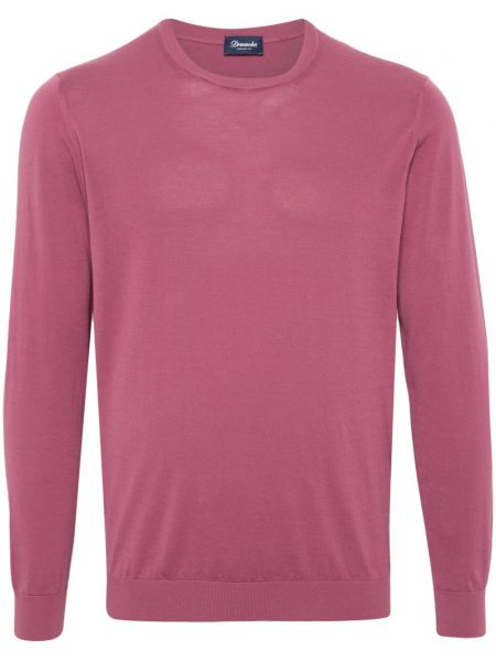 Памучен пуловер Drumohr розово