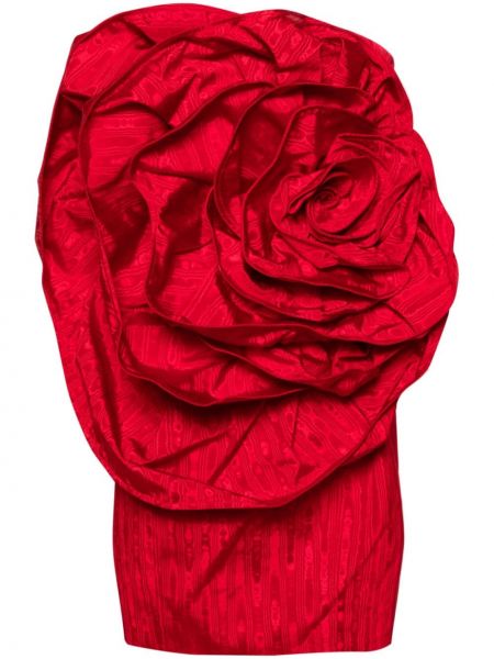Robe de soirée à fleurs avec applique Huishan Zhang rouge