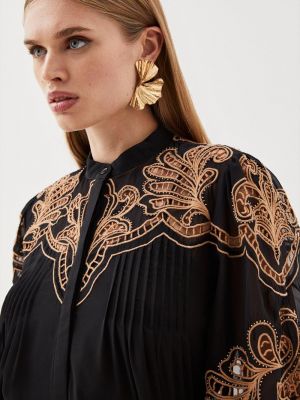 Блузка с вышивкой с бисером Karen Millen черная