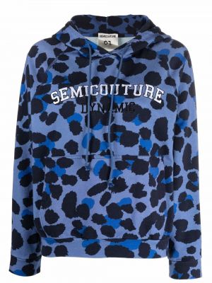 Sudadera con capucha leopardo Semicouture azul
