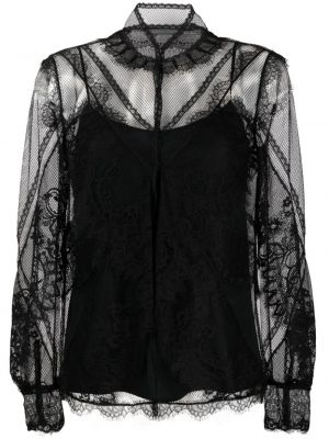 Блуза с дантела Alberta Ferretti черно
