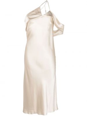 Jedwabna sukienka midi Michelle Mason biała