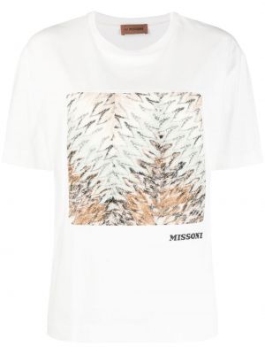 Памучна тениска с принт с абстрактен десен Missoni бяло