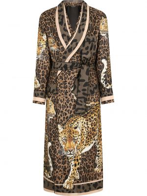 Albornoz con estampado leopardo Dolce & Gabbana marrón