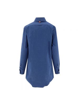 Vestido camisero de algodón Thom Browne azul