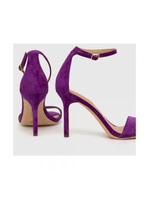 Sandalias de cuero con tacón de tacón alto Ralph Lauren violeta