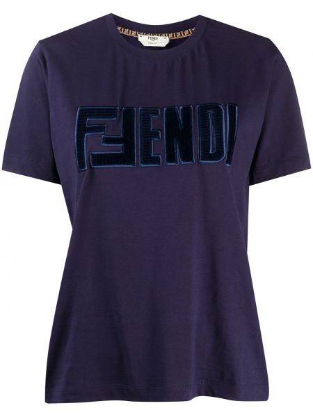 Camiseta con bordado Fendi azul