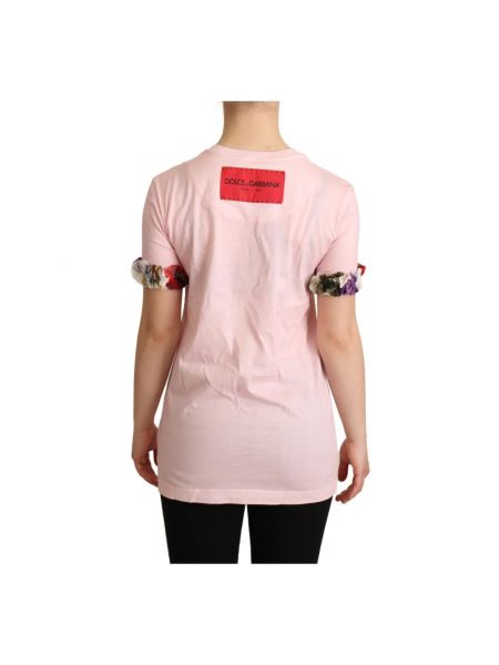 Camiseta de flores de cuello redondo Dolce & Gabbana rosa