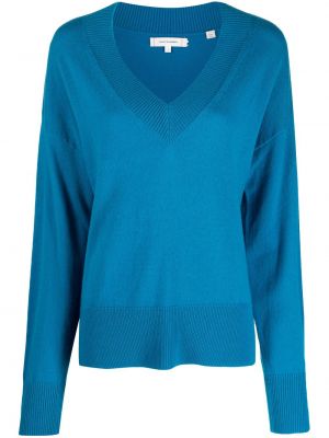 Dzianinowy sweter z dekoltem w serek Chinti & Parker niebieski