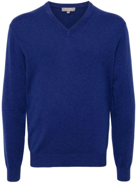 Пуловер с v-образно деколте N.peal синьо