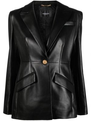 Leder blazer Versace schwarz