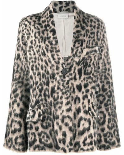 Пиджак леопардовый на пуговицах Laneus, черный