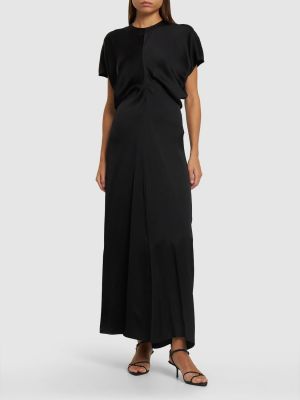 Satynowa sukienka midi Toteme czarna