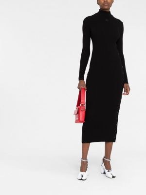 Midi šaty s výšivkou Courrèges černé