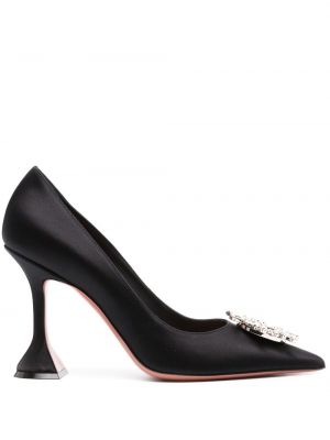 Сатенени полуотворени обувки черно Amina Muaddi