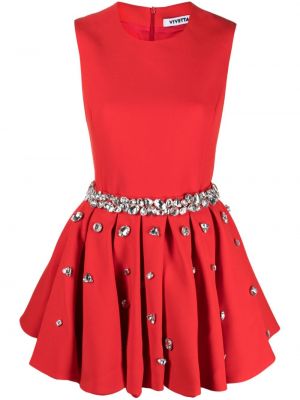 Červené křišťálové koktejlové šaty Vivetta