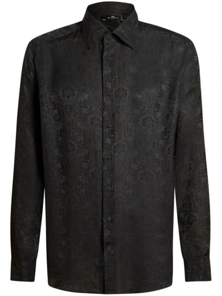 Жакардова копринена риза Etro черно