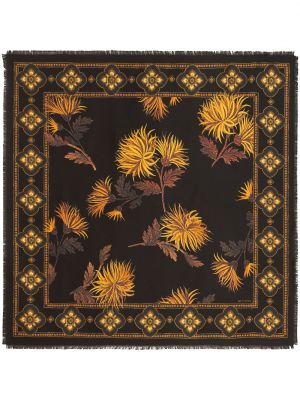 Копринен шал на цветя черно Etro