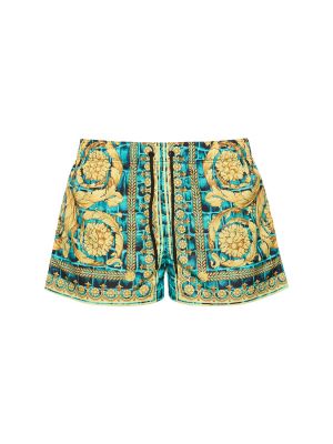 Pantalones cortos de nailon con estampado Versace azul